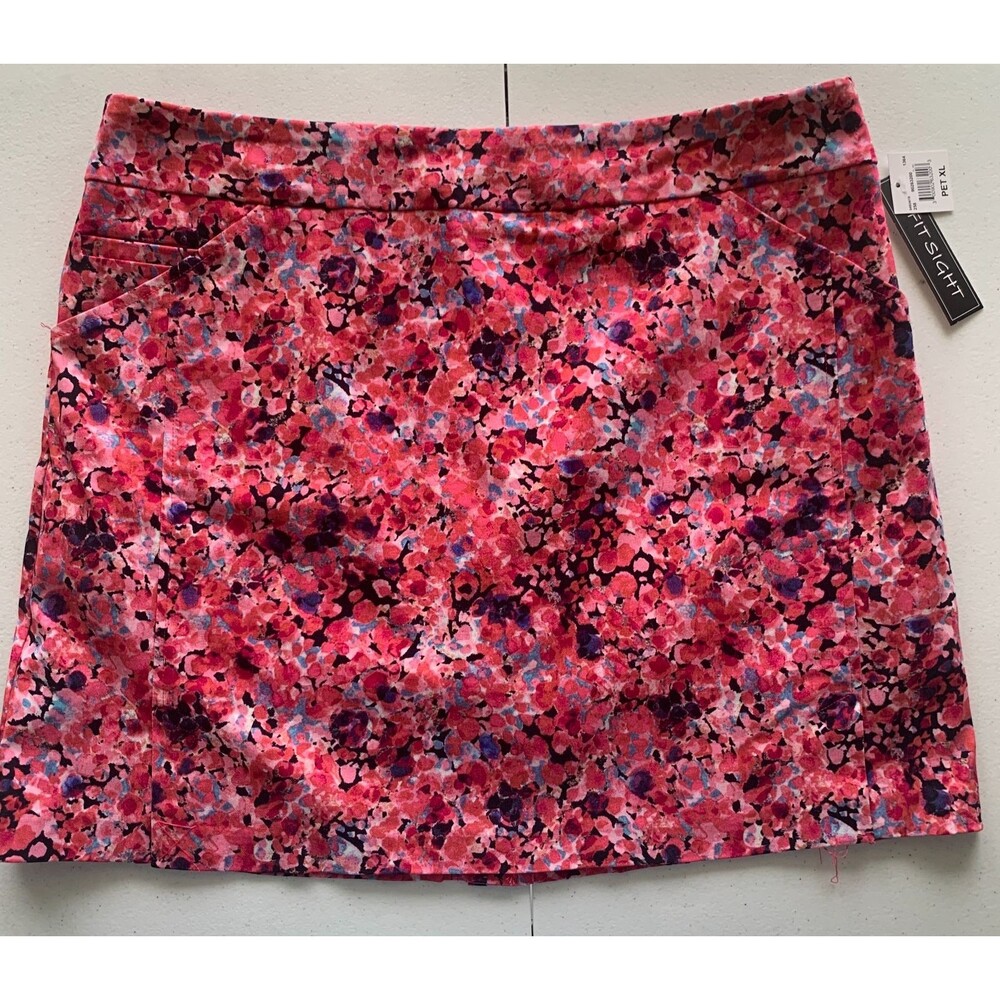Fit Sight Women's Pink Floral Active Skort/Skirt Golf Pickleball Travel Size PXL